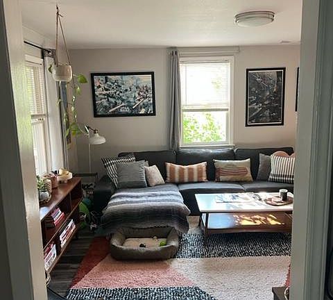 Looking into the den coming from the back of the house