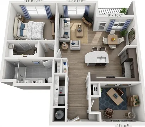 Floor plans are artist's rendering. All dimensions are approximate. Actual product and specifications may vary in dimension or detail. Not all features are available in every apartment. Prices and availability are subject to change. Floor plans are artist