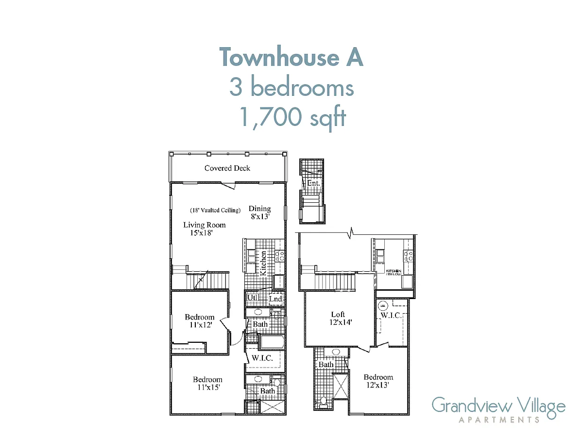 Floor plan 3 Bed Townhome - A