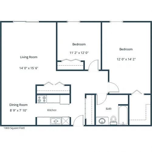 Floor plan Two Bedroom 21A