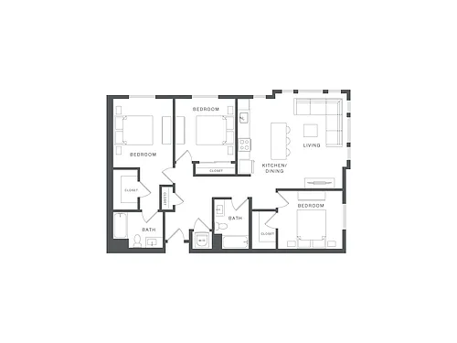 Floor plan 3 Bed/2 Bath-Q-C1