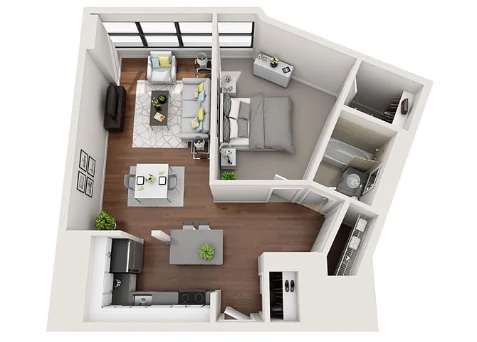 Floor plan Tier 5/11 (1BR/1BA)