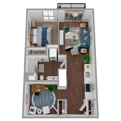 Floor plan 1 Bed/1 Bath Den-a77.1