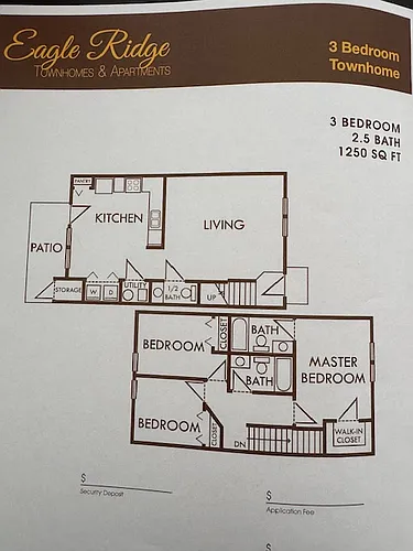 Floor plan 3 bedroom Town Home