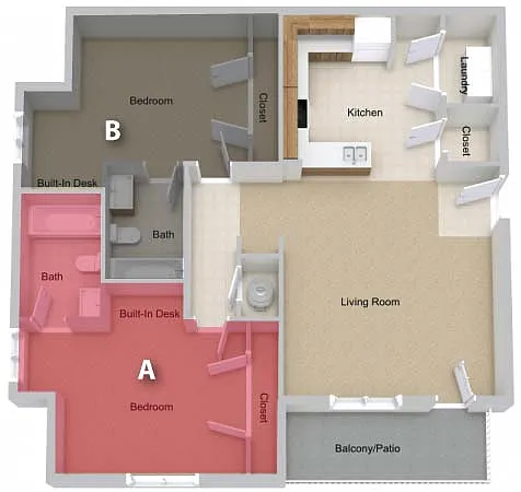 Floor plan Per Person Pricing - Two Bedroom