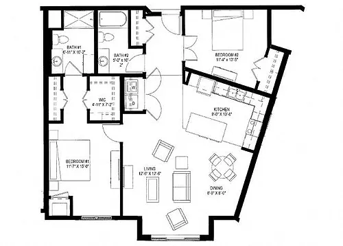 Floor plan Two Bedroom O