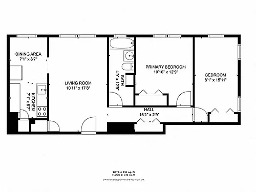 Floor plan Eastpointe 2 2 Bedrooms 1 Bathroom