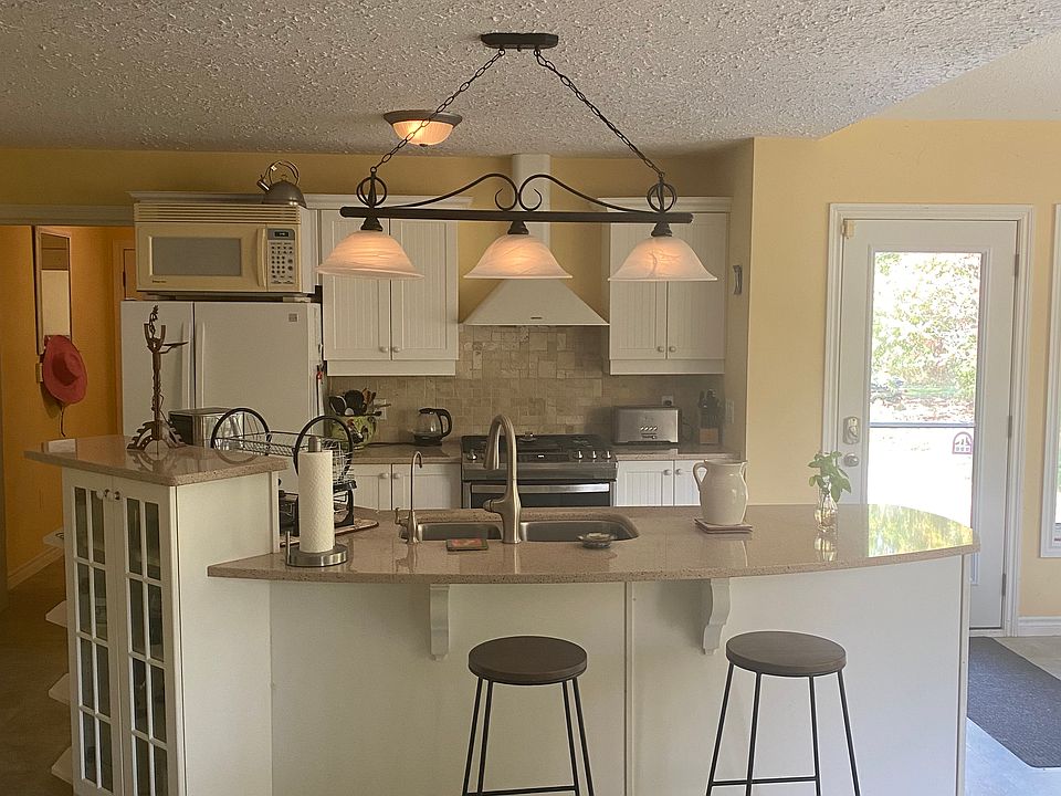 Kitchen area with island
