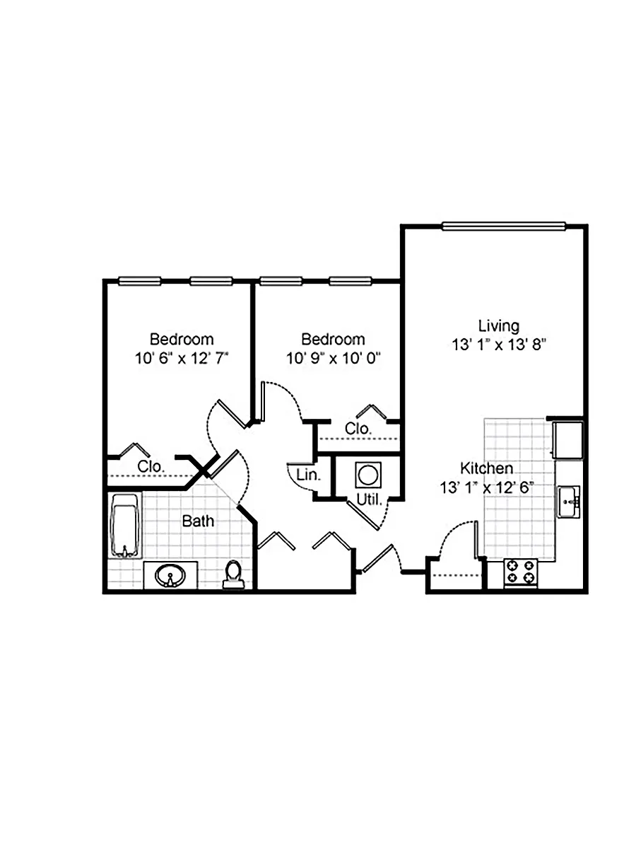 Floor plan Two Bedroom Garden