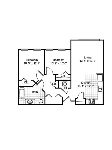 Floor plan Two Bedroom Garden