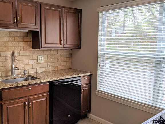 Kitchen overlooking rear of building
