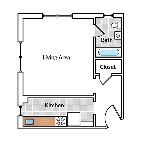 Floor plan Studio 13 Tier