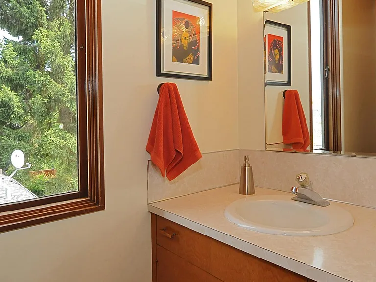 Half bath on top floor.