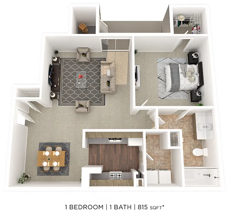 Floor plan 1BR x 1BA WO w/ Fireplace