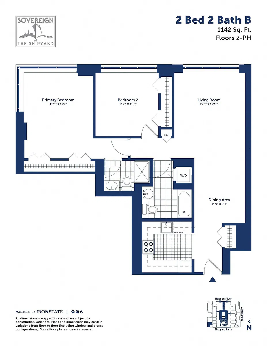 Floor plan 2 Bed 2 Bath B