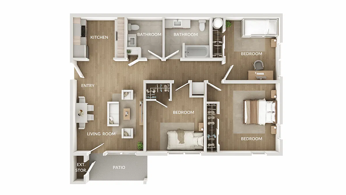 Floor plan 3-Bed 1-Bath