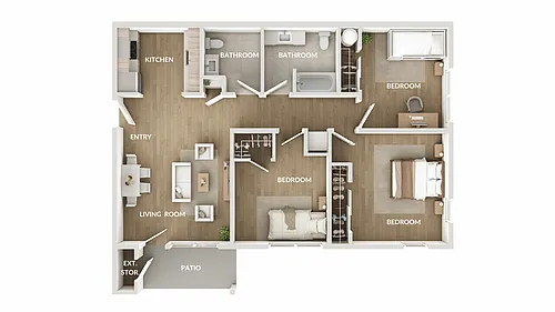 Floor plan 3-Bed 1-Bath