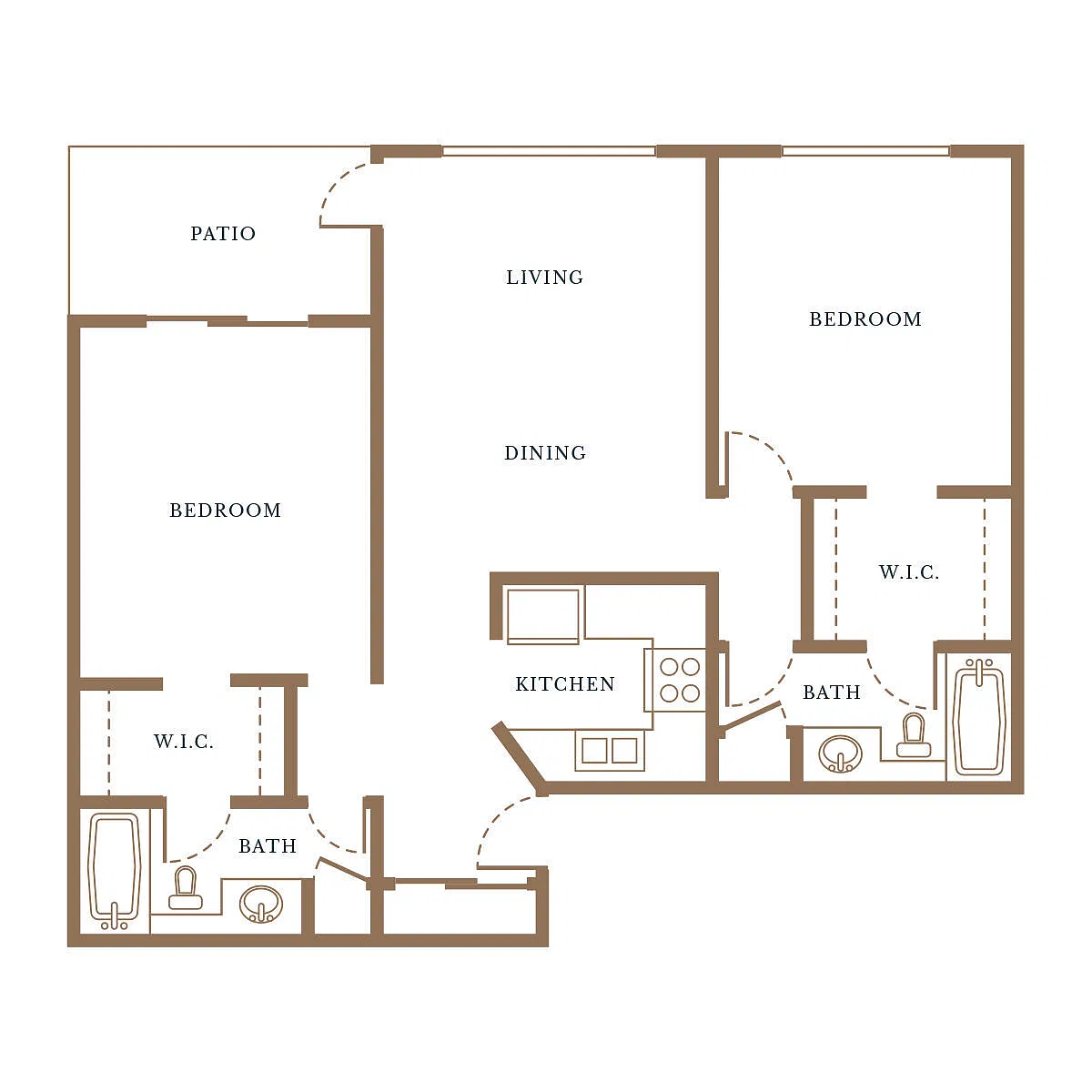 Floor plan 2 Bed, 2 Bath B