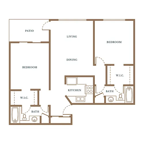 Floor plan 2 Bed, 2 Bath B