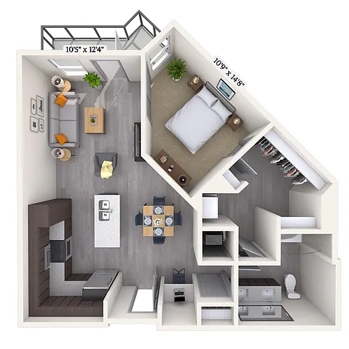 Floor plan Traditional 1x1 698-789 SF