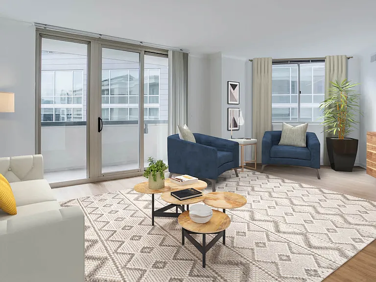 Living Room with Hard Surface Flooring and Balcony