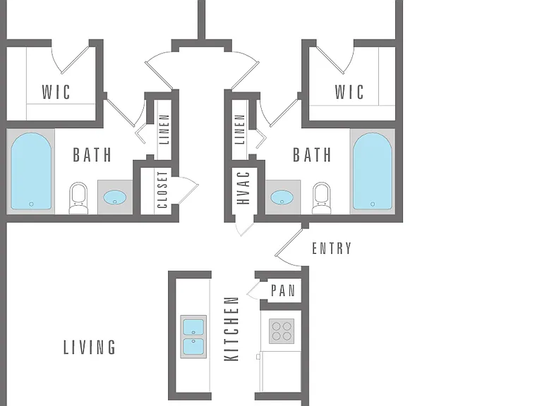 Two bedroom, two bathroom - 998 sq. ft. Two bedroom, two bathroom - 998 sq. ft.