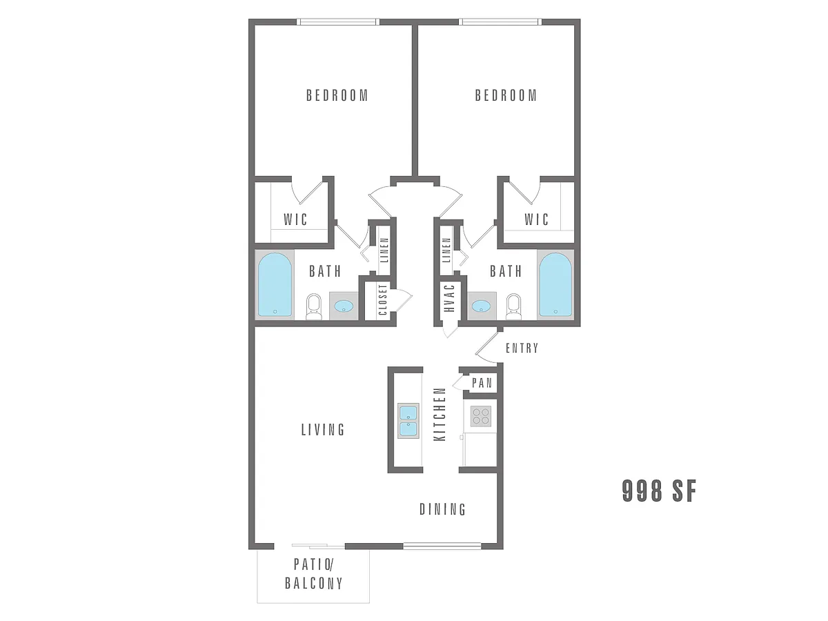 Floor plan 2 Bedroom 2 Bath