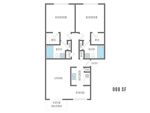 Floor plan 2 Bedroom 2 Bath