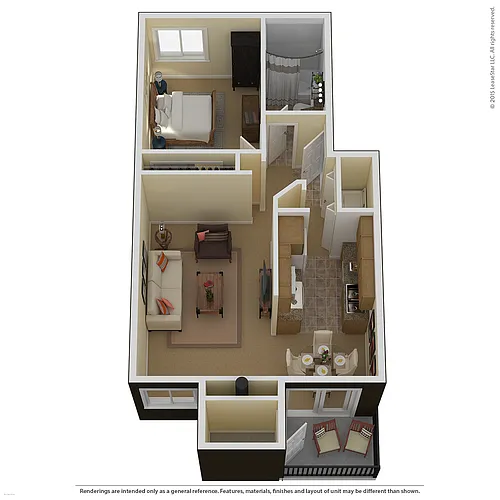 Floor plan 1 Bed 1 Bath (A)