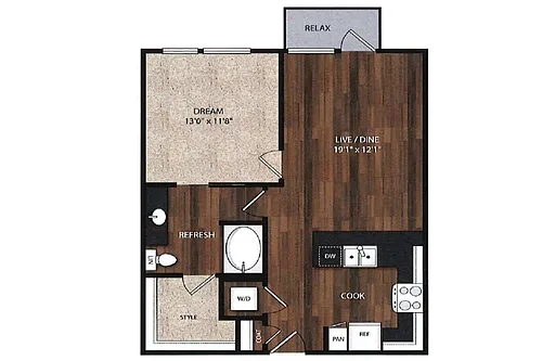 Floor plan Phase II 1x1 W