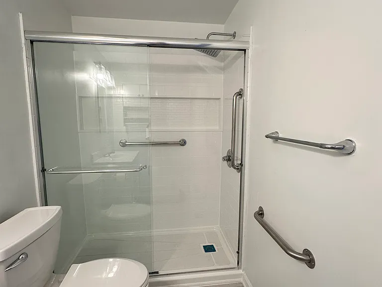 Beautiful Walk-in Shower with Safety Bars