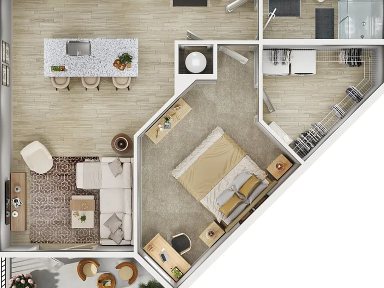 Hamilton 1x1 Floor Plan