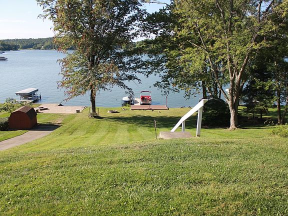 View of dock and lake