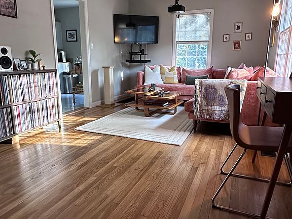 Living area, looking from the entrance door