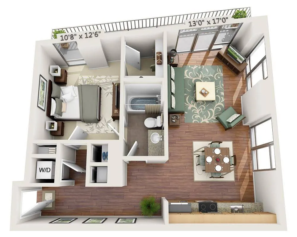 Floor plan One Bedroom A1M