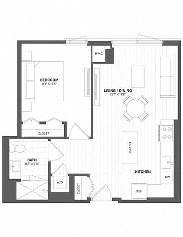 Floor plan 1 Bed/1 Bath-a48