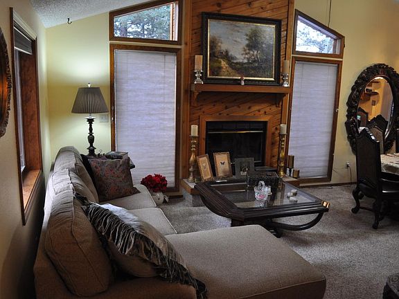 Living room fireplace view