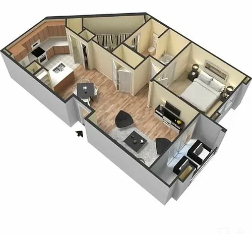 Floor plan One Bed/One Bath