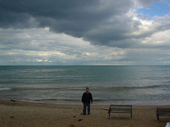 Building's private beach on Lake Michigan