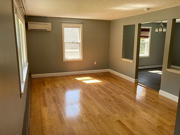 Oak hardwood flooring in living room.