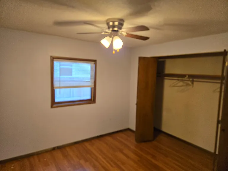 Bedroom 3 has ceiling fan and a large closet.