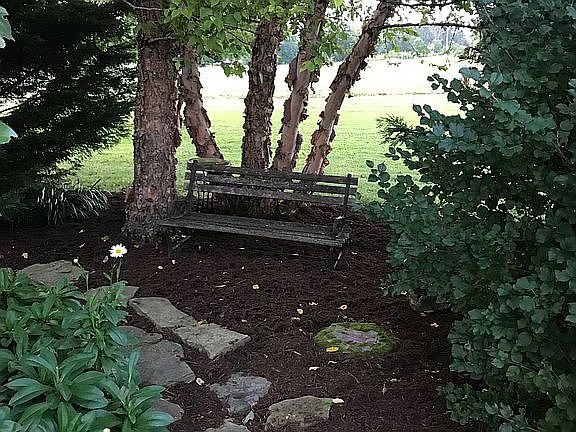 Stone sidewalk in front