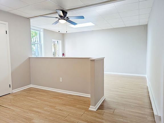 View from the kitchen that has room for a table and chairs.