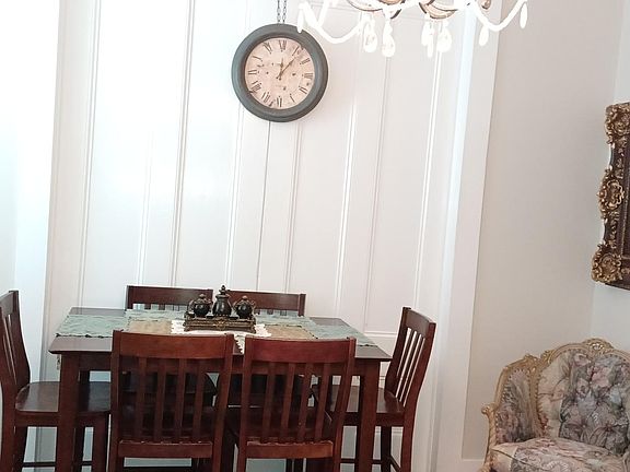 VIEW OF BEAUTIFUL CHERRY WOOD DINING SET FOR SIX IN LIVING ROOM DINING ROOM COMBO