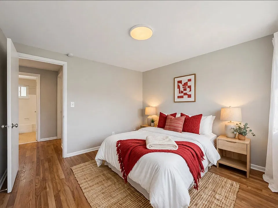 Upstairs, you'll find two private bedrooms and a full bathroom, creating a peaceful retreat away from the main living space.