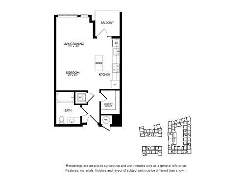 Floor plan SF w/ Balcony