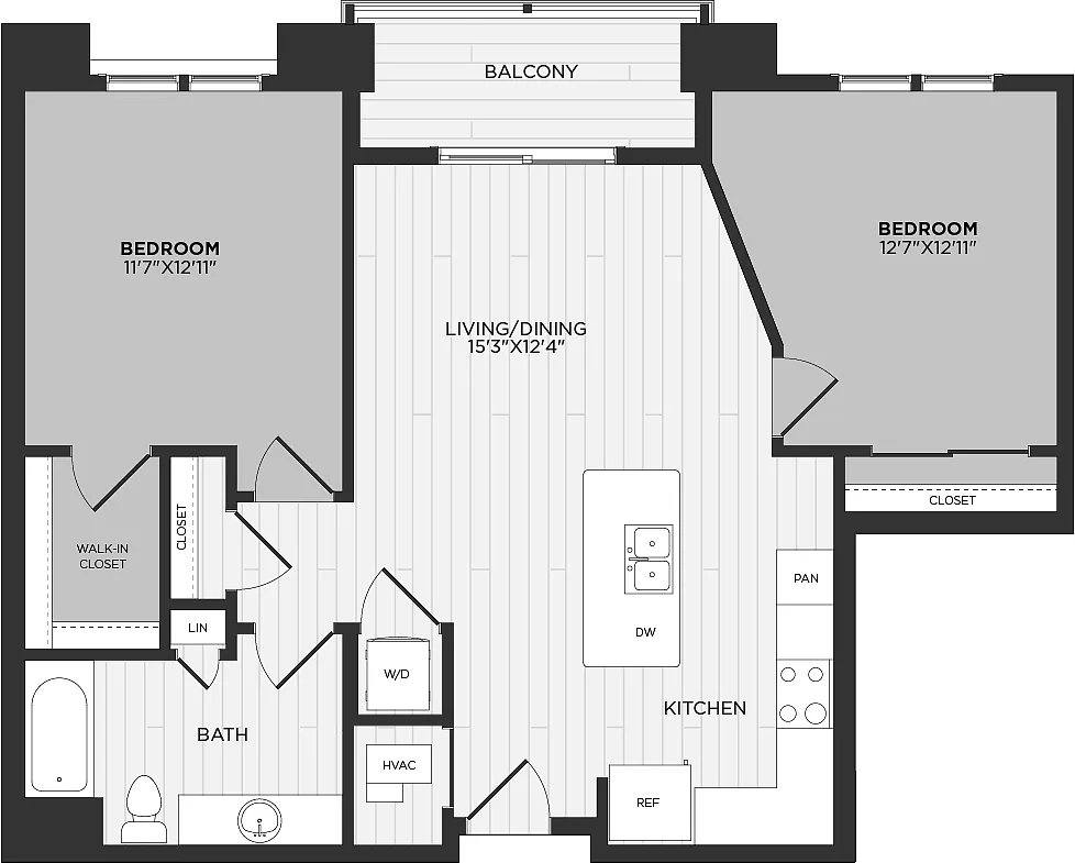 Floor plan 2 Bed/2 Bath-D1