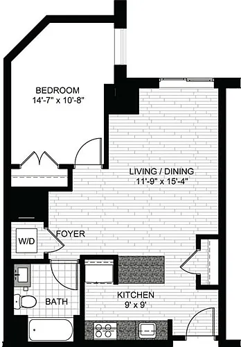 Floor plan 1 Bedroom J