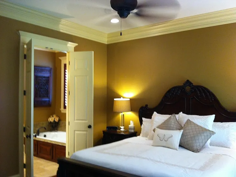 Master bedroom, with bathroom to the left.