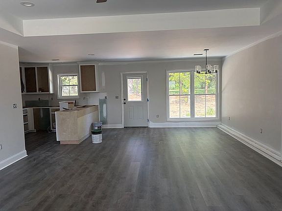 Open living, dining room